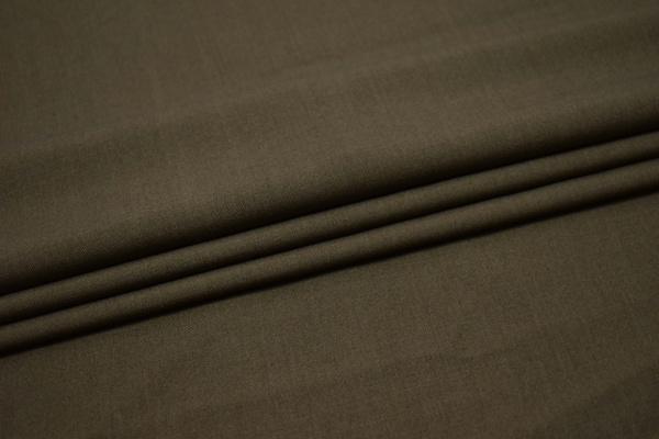 Костюмная цвета хаки ткань W-130927
