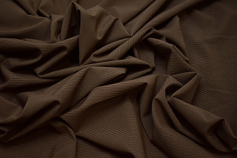 Костюмная коричневая в полоску ткань W-133203
