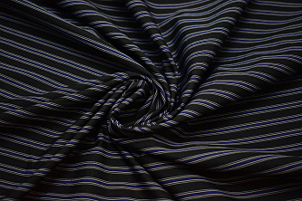 Рубашечная черная ткань полоска W-131774