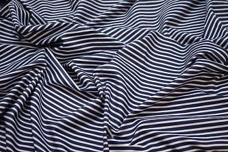 Рубашечная синяя белая ткань полоска W-130971