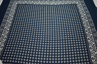 Плательная синяя ткань белый орнамент W-132009