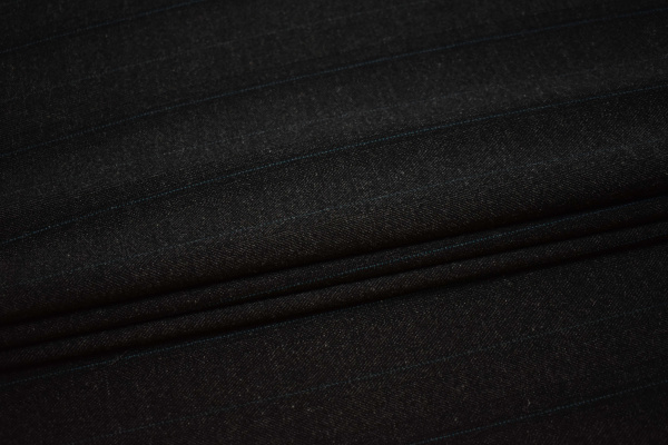 Костюмная тёмно-серая ткань в полоску W-132043