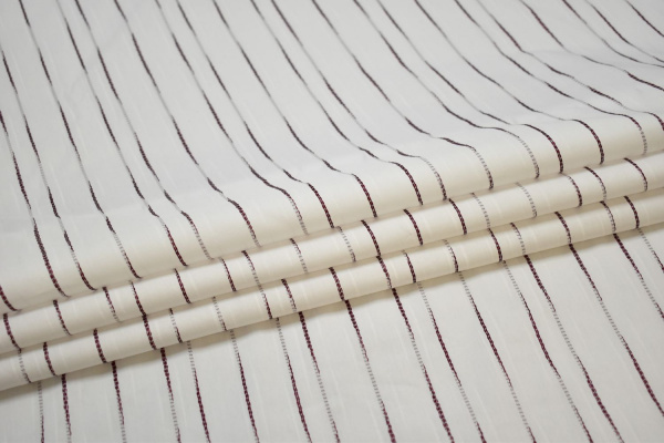 Рубашечная белая бордовая ткань полоска W-133019