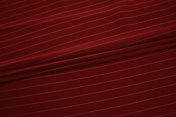 Костюмная бордовая ткань полоска W-130838