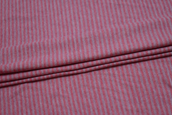 Трикотаж в сиреневую и розовую полоску W-131694