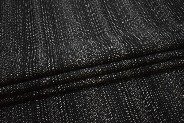 Пальтовая черная серая ткань W-131519