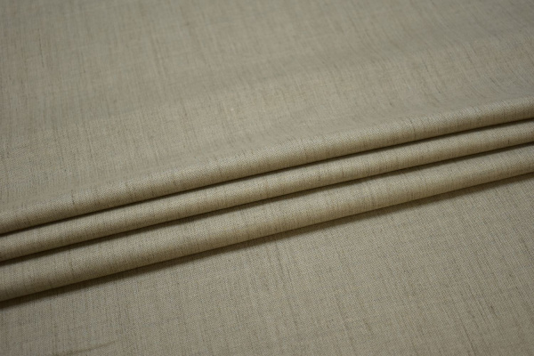 Костюмная оливковая ткань лен W-132080