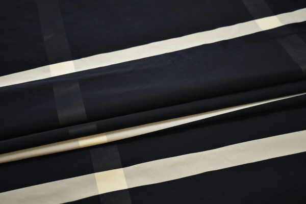 Курточная синяя серая ткань полоска W-131526
