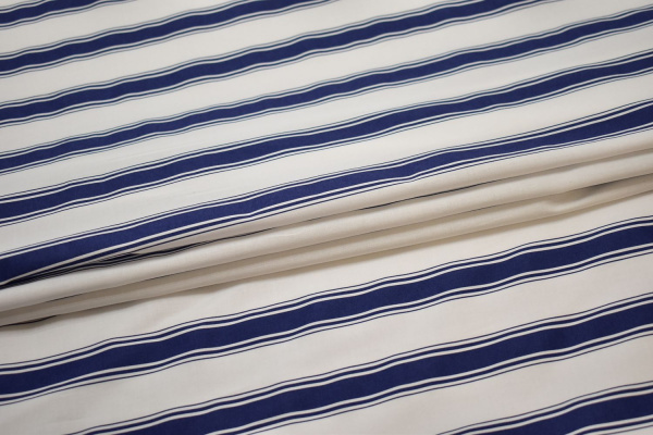Рубашечная белая синяя ткань полоска W-132671
