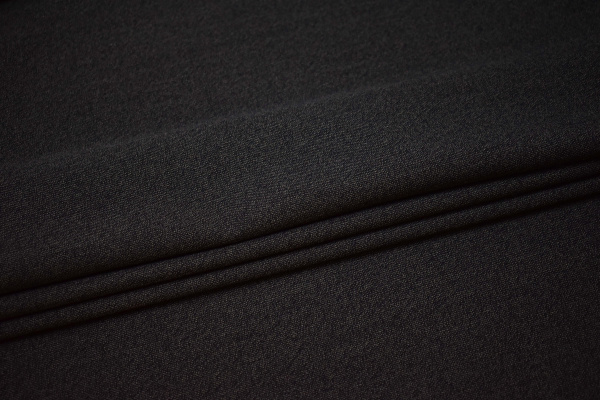 Костюмная черная ткань в полоску W-130639