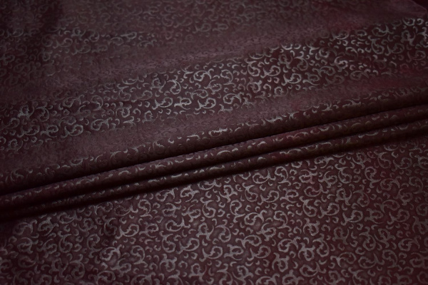 Плательная бордовая ткань узор W-129970