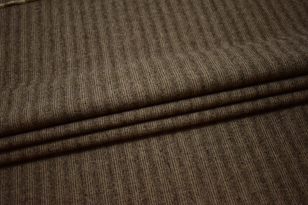 Костюмная коричневая ткань полоска W-132735