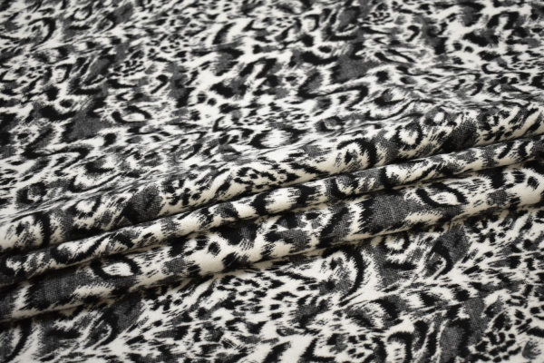 Пальтовая серая белая ткань леопард W-131521