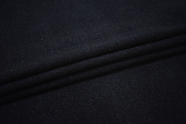 Пальтовая черная синяя ткань W-130949