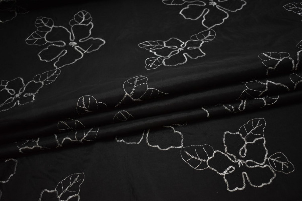 Тафта черного цвета вышивка W-128810