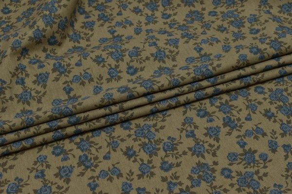 Скатертная ткань итальянская с мелким цветочным узором W-133346