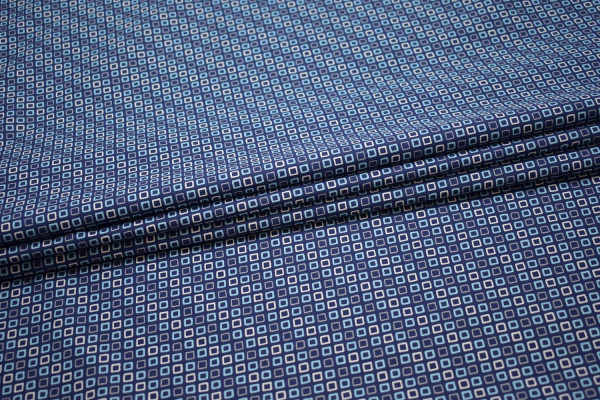 Рубашечная синяя голубая ткань геометрия W-132110