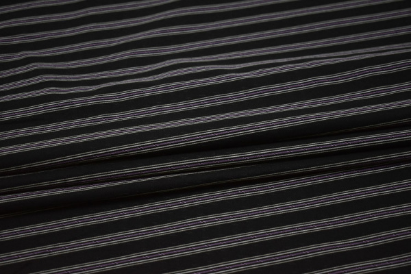 Рубашечная черная ткань полоска W-131775