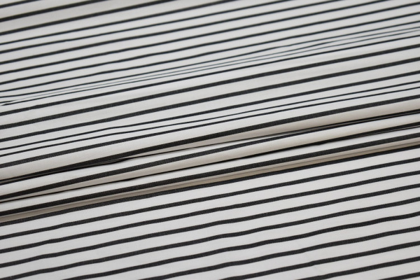Рубашечная белая серая ткань в полоску W-131433