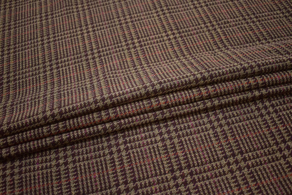 Костюмная коричневая бордовая ткань W-132620