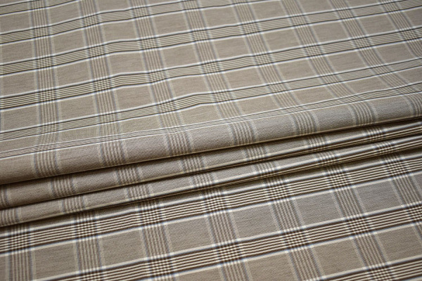 Рубашечная ткань серая коричневая полоска W-132255