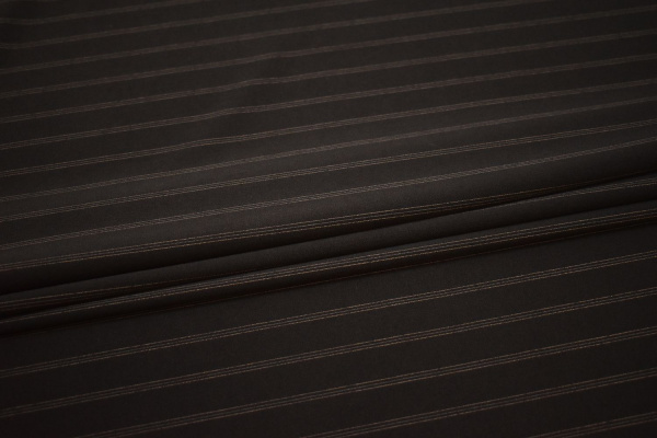 Костюмная коричневая ткань полоска W-133197