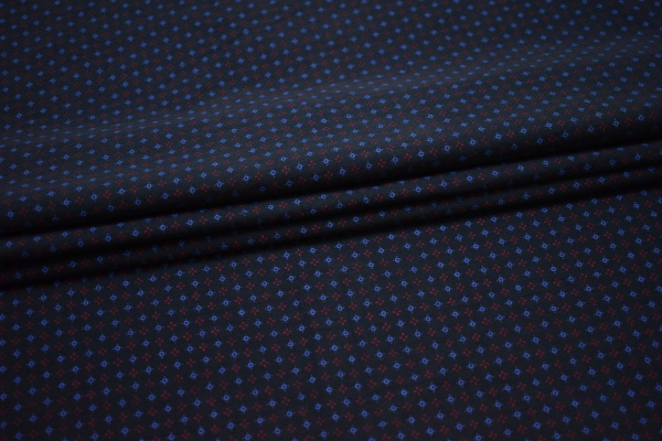 Рубашечная ткань с синим и красным узором W-132165