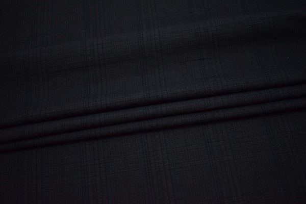 Костюмная тёмно-синяя ткань полоска W-132808