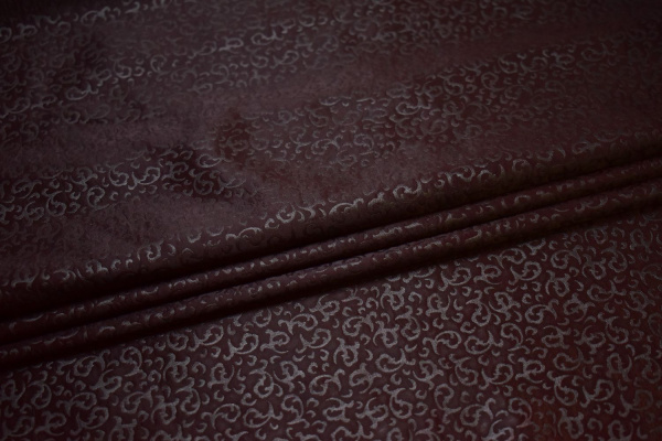 Плательная бордовая ткань узор W-129977