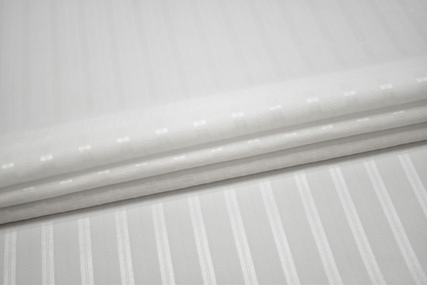 Рубашечная белая ткань полоска W-130028