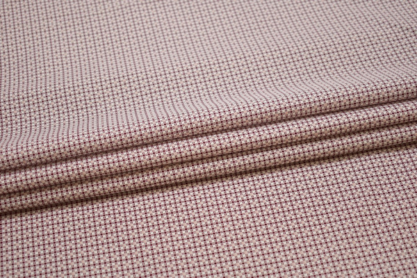 Рубашечная белая бордовая ткань геометрия W-132319