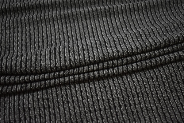 Трикотаж серый черный полоска W-131753