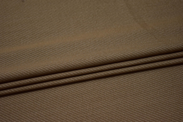 Костюмная бежевая ткань полоска W-132304