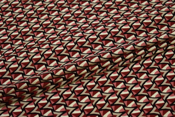 Плательная бордовая серая ткань геометрия W-132753