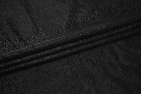 Плательная черная ткань с узором W-130610
