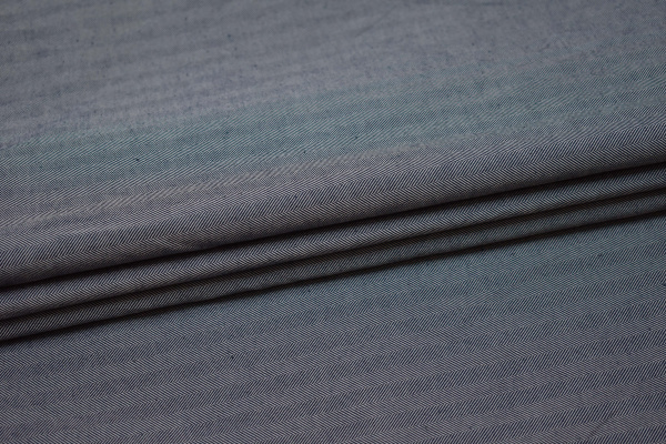 Костюмная синяя ткань в елочку W-131962