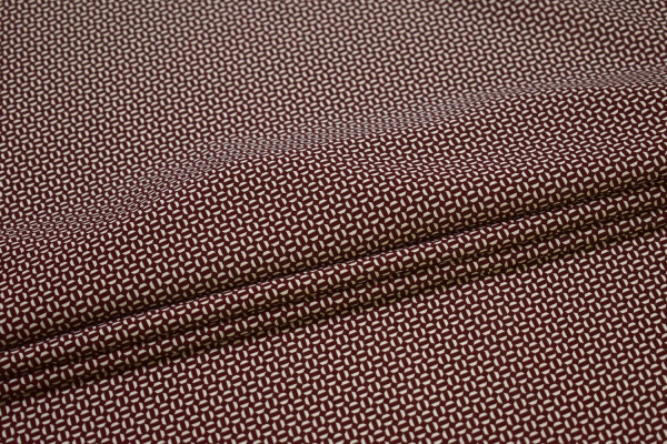 Плательная бордовая белая ткань геометрия W-133076