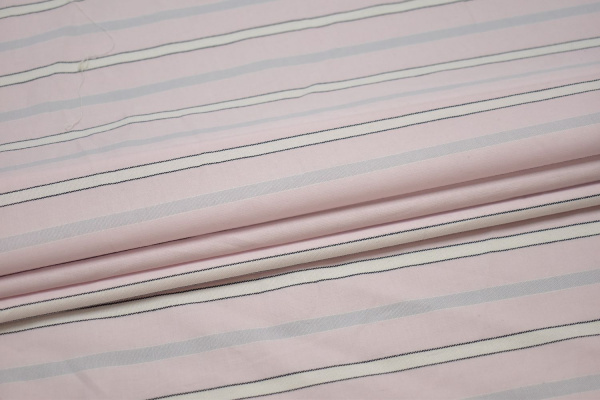Рубашечная розовая ткань полоска W-129566