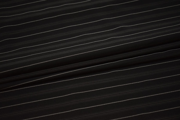 Плательная черная ткань полоска W-130409