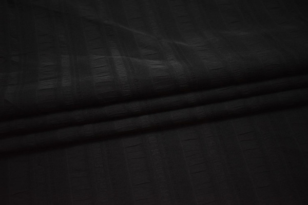 Рубашечная черная ткань полоска W-130390