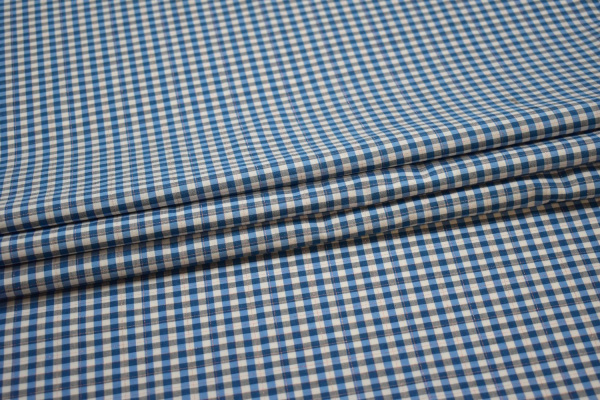 Рубашечная серая синяя ткань полоска клетка W-132554
