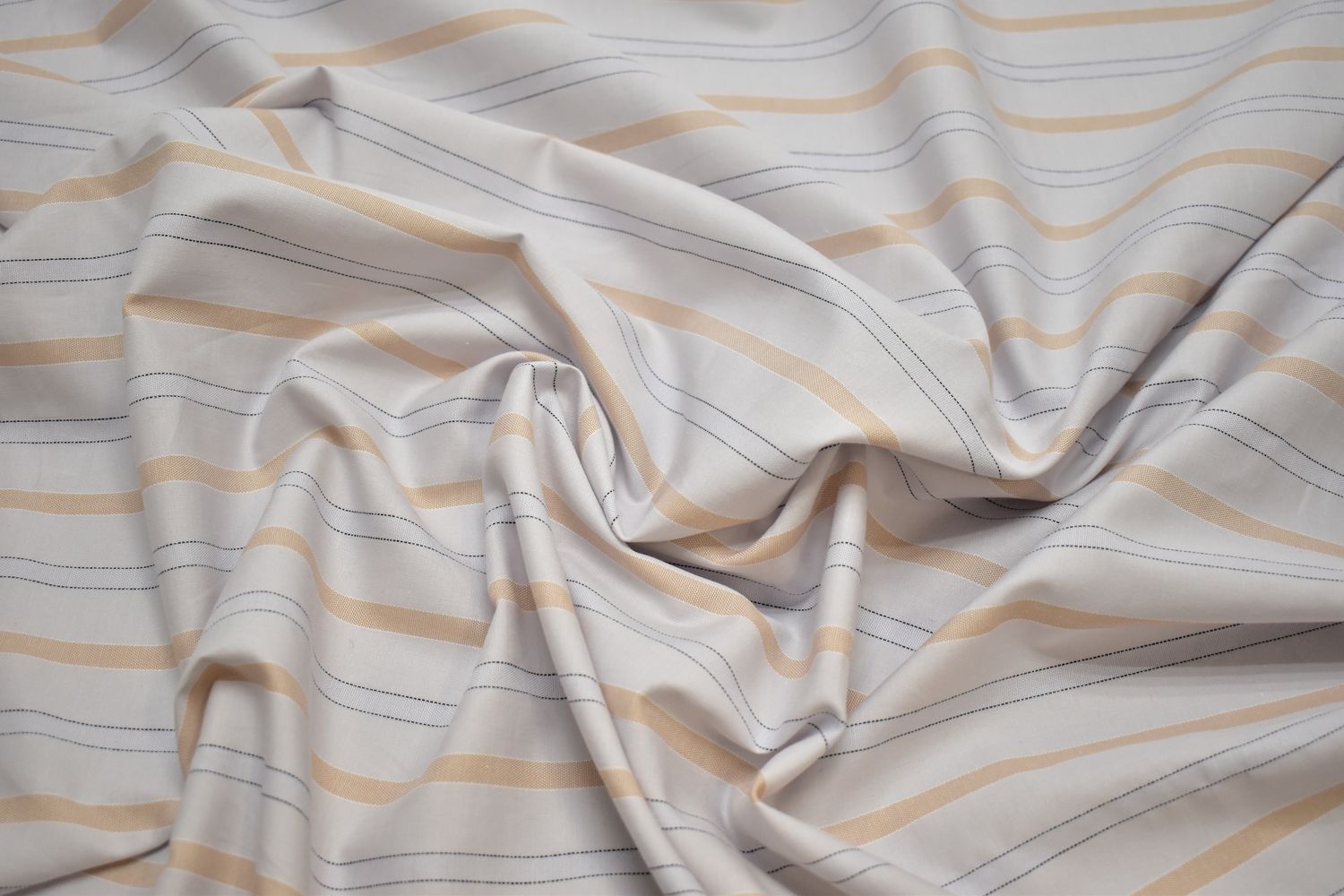 Рубашечная серо-бежевая ткань полоска W-131287