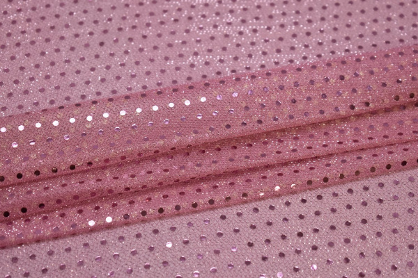 Сетка розовая с пайетками W-127994