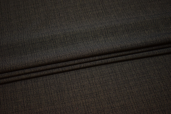 Костюмная серо-коричневая ткань полоска W-133086