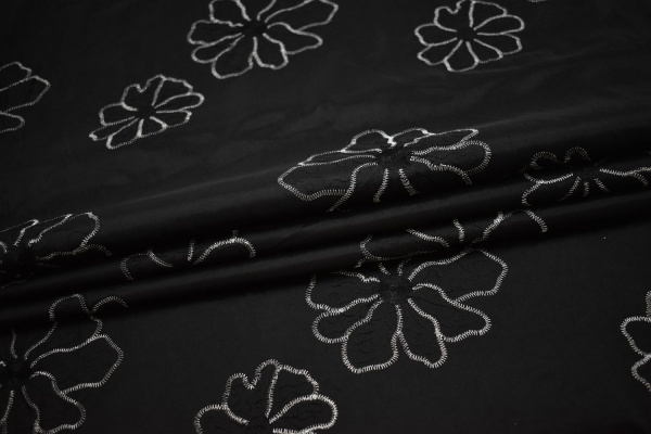 Тафта черного цвета вышивка W-128812
