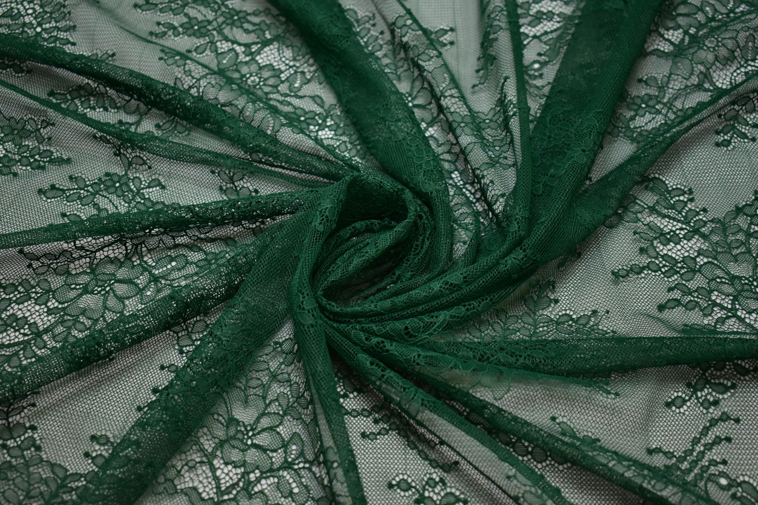 Гипюр зеленый цветы W-125499