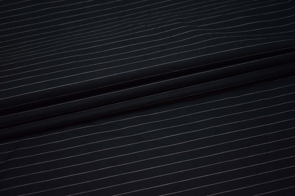 Костюмная тёмно-синяя ткань полоска W-132048