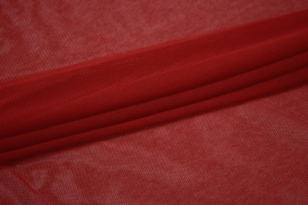 Сетка-стрейч подкладочная красная W-127413