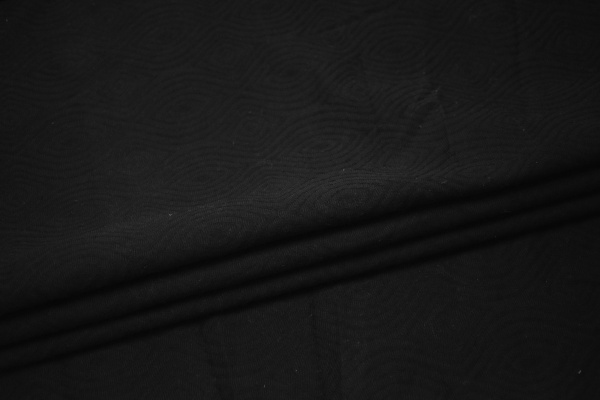 Костюмная черная ткань геометрический узор W-132451