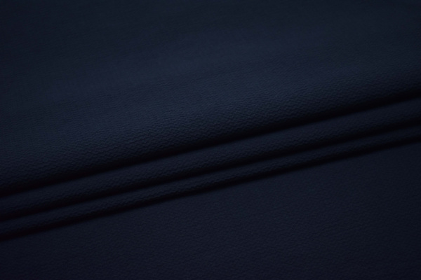 Костюмная фактурная тёмно-синяя ткань W-132811